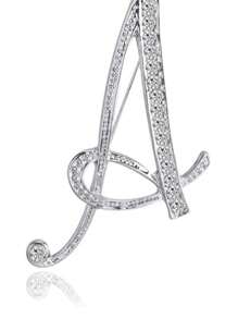 1 pièce paquet Broche géométrique simple de 26 lettres anglaises avec strass, broche élégante et de mode pour femmes. Épingle pour pull, manteau, robe, accessoires, sac, charme, école