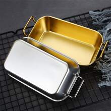 1pc Stainless Steel Gold Color Double Ear Snack Plate, Creative Candy Fries Basket Serving Tray - Multicolor - View 9