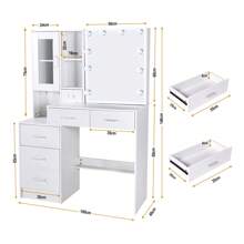 US Vanity Set With Lighted Mirror 10LED Bulbs Makeup Dressing Table Dresser Desk