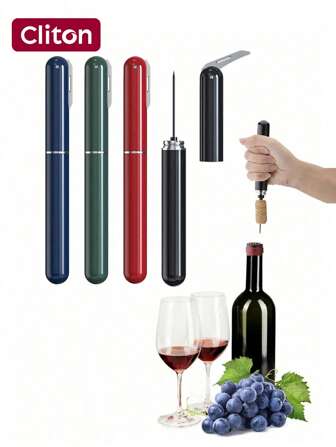 CLITON Otroligt enkel 2-i-1-vinöppnare med lufttryck - folieskärare ingår, uppgraderad luftpumpdesign för enkel korkborttagning, skadafri på korkar, monteringsbar, handhållen och bärbar för resor/hem/restaurang/fest, toppval för vinentusiaster och tillfälliga vindrickare.
