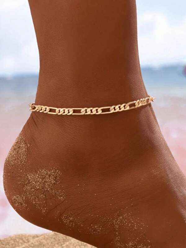 1 pieza Cadena de tobillo de acero inoxidable - Diseño de cadena minimalista y de moda, adecuado para uso diario y vacaciones