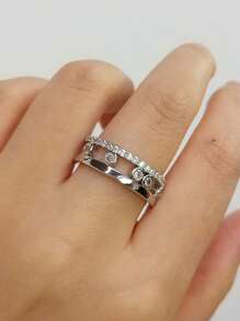 rakol 1pc Elegant Sparkling Cubic Zirconia Women Open Ring