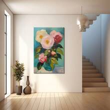 Bouquet Of Pink And White Flowers In Vase. Large Wooden Framed Wall Painting Artist Home Decoration Oil Painting - Bedroom, Bathroom, Living Room, Office, Kitchen, Christmas Gifts - 1 Piece