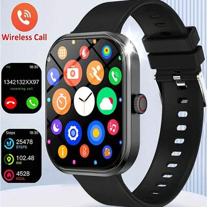 1pc Smart Watch With HD Screen, LED High-Definition Curved Color Display, Multi-Language Support, Full Touch Screen, Music Player, Call Function, Message Notification, 180mAh Large Capacity Battery