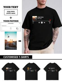 Customized Music Festival Photo Unisex T-Shirt, Customize Your Text And Photos, Customize Your Name, Customize Your Selfie/Baby/Friend/Idol/Couple/Family/Party/School/Sport/Pet Love Photos Print, Logo/Business/Company Uniform, Birthday Gift, Holiday Gift, Party Gift, Wedding Gift, Friend Gift, Anniversary Gift, Valentine's Day Gift - Black - View 3