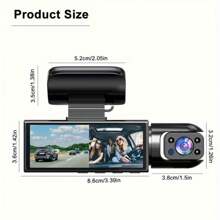 3.16-Inch Dual-Channel A9 Dash Cam - Front & Interior Car Camera With 64GB Memory Card, USB Powered, LED Display, Wide-Angle Lens For Clear Viewing, Easy Installation, Travel Camera | Compact Camera | Adjustable Mount, Dash Camera For Cars - Med 32GB kort - Visa 2