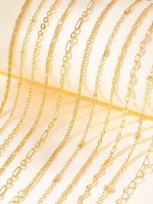 11 件金心形和方形锆石手链，复古优雅风格，分层时尚配饰，适合日常佩戴 - 彩色 - 查看 2