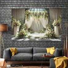 1pc Romantic Floral Wedding Background Banner, Party Decoration, Multi-Purpose Event Background For Studio, Home And Garden Celebrations, Photo Background With Polyester For Indoor And Outdoor Festivals. - Multicolor - View 3