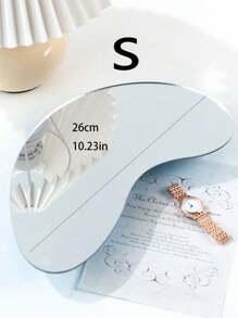 1pc Home Decorative Acrylic Jewelry Display Tray, Earrings Necklace Ring Bracelet Holder Rack, Asymmetrical Asymmetrical Design With Mirror Bottom, High-End Perfume Accessories Organizer