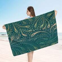1pc Feather Pattern Extra Large Beach Towel - Soft, Light-Weight, Absorbent Polyester Bath Towel, Suitable For Travel, Swimming, Camping, Yoga, Beach Party, Fitness And Seaside Vacation, Perfect Gift For Family And Friends Mother's Day Flowers, Personalized Gifts For Mom, Last Minute Gifts, Mother's Day Ideas, Mothering Sunday Gifts, Handmade Cards For Mum, Best Mother's Day Gifts Under $50 Summer, Holiday