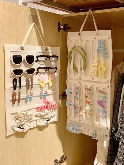 1/2 件壁挂式发饰和眼镜收纳袋、发饰展示架、头饰收纳挂袋、毛毡发饰收纳袋、太阳镜收纳袋、分类收纳展示袋、门上悬挂式发夹收纳架、性别揭秘派对、生日、婚礼、派对的完美选择、送给同事、朋友和家人的完美礼物、返校礼物