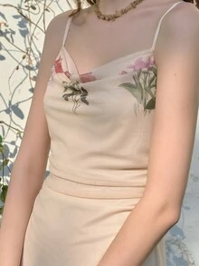 Simple Retro Ladies' Summer Contrast Color Square Neckline Placement Print Romantic Elegant Vintage Bodycon Waist Sleeveless Mid-Length Dress Spring Break