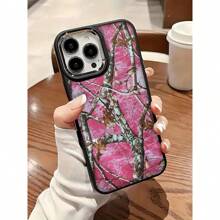 Pink Design Forst Camouflage Pattern Liquid Silicone Mobile Phone Case Full-Body Protection Shockproof Anti-Fall TPU Soft Rubber Case Compatible With IPhone - 彩色 - 查看 2