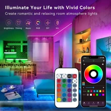 Smart LED Bedroom Strip Lights, 3.28-98.43ft RGB Color Changing Mood Light, APP + 24-Key Remote Control, Can Change Brightness And Flashing Mode, Suitable For Living Room, Bedroom, Bar, Wedding, New Year And Valentine's Day Party Decor
