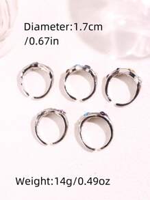 5pcs/Set Vintage Asymmetrical Geometric Colorful Zirconia Rings Set, Versatile Fashionable Elegant Women Jewelry - Multicolor - View 11