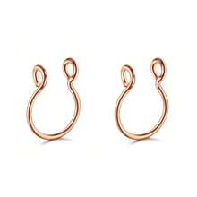 2Pcs Men's Fake Septum Nose Hoop Ring Stainless Steel Faux Lip Ear Nose Septum Ring Non Piercing Clip On Nose Hoop Ring Body Piercing Jewelry Gift