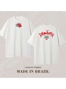 Unisex T-Shirt Printed Chronc Training Streetwear Blouse 100% Cotton Oversized T-Shirt 2024 - 白色 - 查看 1