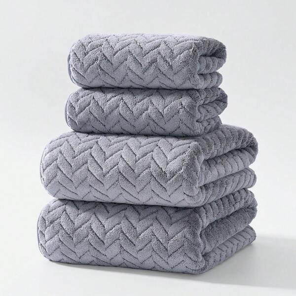 4 Pieces Set Coral Fleece Bath Towel, 2 Extra Large Bath Towels, 2 Hand Towels, Soft Absorbent Bathroom Towel Set Back To School For Beauty Salon Home Bathroom