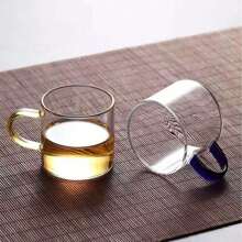 Juego de 6 piezas/12 piezas Vasos de vidrio transparentes con mango de colores, con resistencia a altas y bajas temperaturas, aptos para uso doméstico, oficina, KTV, tomar té, agua, bebidas, café concentrado y talla grande.