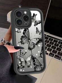 1pc Black Butterfly Graphic Phone Case, Compatible With Apple 16, 15, 14, 13, 12, 11, XS, XR, X, 7, 8 Plus, Pro Max, Great As Gift For Friends, Family, Boyfriend, Girlfriend