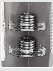 1 pieza Estantería de esquina para ducha, para almacenamiento de champú, acondicionador y jabón, diseño de drenaje rápido, instalación sin taladrar, apta para baño, cocina, accesorio de almacenamiento multifuncional para el baño, decoración del hogar, organizador de baño, decoración de otoño, de vuelta a la escuela