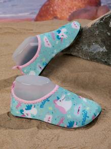 1 Pair Girls' Cartoon Print Comfortable Casual Lightweight Breathable Summer Beach Water Shoes - Green - View 3