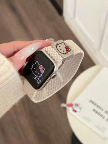 Sanrio Apple Watch Band Women 1pc Sanrio Simple & Fashionable Woven Magnetic Clasp Hello Kitty Apple Watch Band, Adjustable Magnetic Closure Apple Watch Strap Compatible With Apple Watch 38/40/41/S10 42/44/45/49/S10 46mm, Compatible With Apple Watch Ultra/SE/8/7/6/5/4/3/2/1