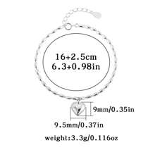 1 件 S925 纯银小珠子和心形简约设计橄榄链手链，送给女朋友/姐妹的礼物