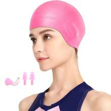 3pcs High Quality Silicone Swimming Caps With Ear Protection - Waterproof, Handwash, Suitable For Long & Short Hair Men And Women - Available In Black, Blue, Pink - Multicolor - View 9