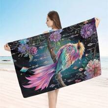 1 Piece Extra Large Beach Towel - Quick Drying, Soft, Lightweight, Sand-Free, Microfiber Material, Cute Bird Design, Ideal Gift For Women And Adults, Suitable For Pool, Travel And Swimming Summer, Holiday