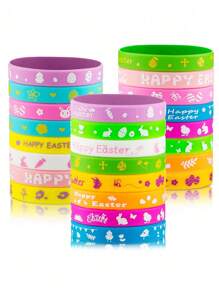 1/5/10pcs Easter Rubber Bracelets, Silicone Wristbands, Easter Party Supplies, Gifts, Easter Egg Fillers, Suitable For Party Use.