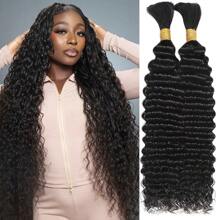 Deep Wave Bulk Human Hair For Braiding Brazilian Virgin Human Hair Extensions Two Bundles Micro Braiding Human Hair 100g No Weft(18inch, Natural Black) - S1 - View 2