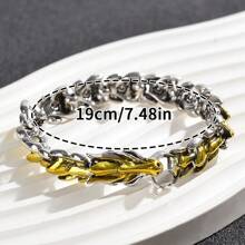 Set de 2 piezas de joyería deslumbrante, pulsera de acero inoxidable con diseño de dragón en oro y plata, joyería elegante y exquisita de moda para damas y caballeros