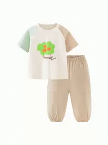 mini bala Set Antibakteri Pendingin Anak, Atasan Lengan Pendek Dan Celana Panjang Untuk Musim Panas - unta - View 5