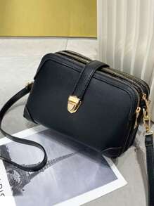 Faux Leather Shoulder Bag, Women's Fashionable Zipper Wallet Casual Shoulder Bag With Removable Shoulder Strap