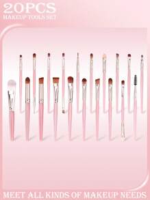 Juego de 32 piezas de brochas de maquillaje, que incluye: 20 brochas de maquillaje, 1 bolsa de maquillaje, 3 esponjas de maquillaje con forma de gota de agua, 2 borlas para polvos, 1 diadema, 2 muñequeras, 2 horquillas para el cabello, 1 botella de perfume, set de brochas de maquillaje, herramientas de belleza de maquillaje variadas - Multicolor - Ver 10