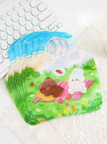 复活节兔子卡通手提珠宝袋 - 适合女孩和儿童的可爱防水拉链袋，便携式复活节礼物收纳袋（可爱的兔子设计） - 手提包裝袋 - 查看 3