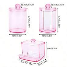 Qtip 支架分配器带盖 - 10 盎司浴室收纳盒，用于化妆棒球浴盐梳妆台罐台面收纳罐，透明粉色，适用于假日海滩、浴室收纳、卧室收纳，大容量 - 粉色 - 查看 6