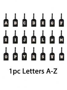 A-Z Initial Luggage Tag, TSA Approved Suitcase Tag With Privacy Cover And Name Card, Suitable For Backpacks, Travel Bags, Suitcases, Travel Essentials, Back To School, Fitness, School Supplies, Holiday Camping, Vacation Necessities, Vacation Accessories, Unisex. The A-Z Letters Make An Ideal Gift For Friends, Sisters And Mothers On Women's Day, Mother's Day. - Black - View 2