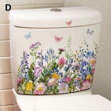1pc Plant & Floral Self-Adhesive Toilet Seat Sticker, Butterfly & Grass Bathroom Decoration Wall Toilet Cover Sticker Gifts Birthday Graduation Home Decor Wall Decor Bedroom Decor Room Decoration Stuff Living Room Decor House Decor Home Decor Living Room Wall Art Wall Paper Stickers