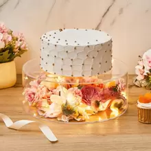 1 Set Transparent Acrylic Cake Stand, Fillable Cake Box Holder With Cover, Round/Square Cake Display Box, Suitable For Wedding And Birthday Party Centerpiece Decor - Clear - View 11