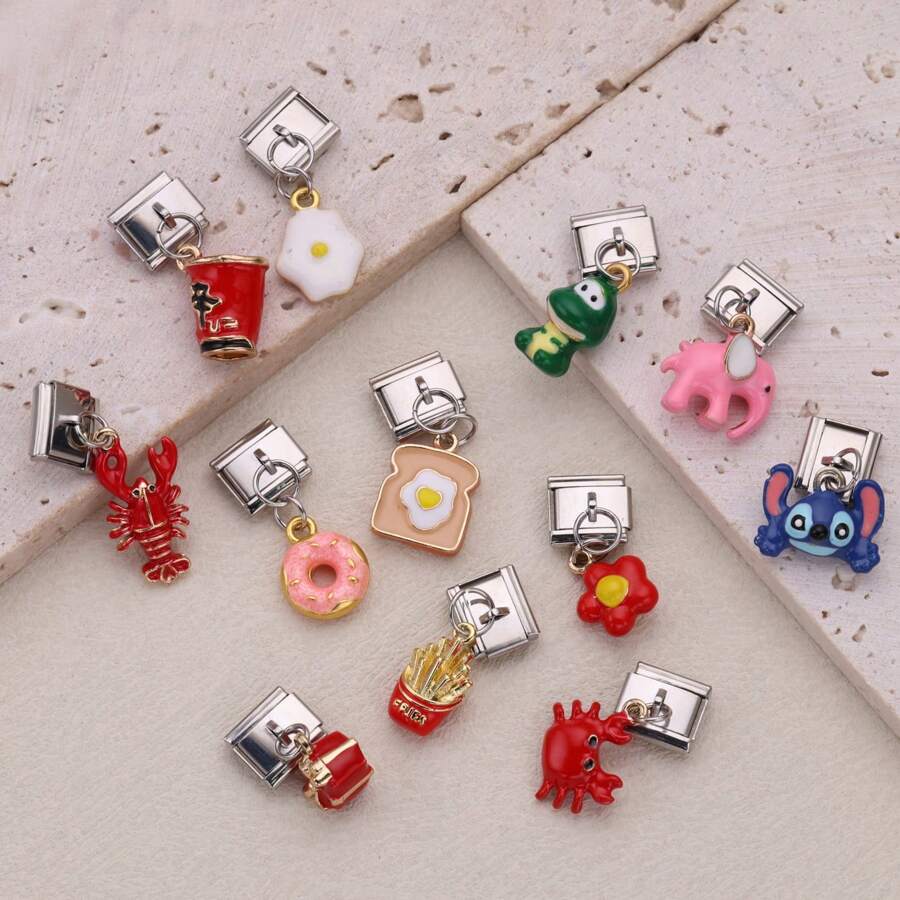 1 chiếc vòng tay bằng thép không gỉ nhiều màu sắc, với mặt dây chuyền hình các nhân vật hoạt hình, động vật và thức ăn, dùng để tự làm trang sức cho vòng tay và vòng cổ, có thể phối hợp tự do với nhiều phong cách khác nhau. - Mô-đun màu - Xem 1