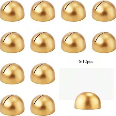 1/6/12pcs Gold Color Wooden Place Card Holders Postcard Small Standard, Elegant Round Table Number Clips Display Stand For Weddings, Receptions, Banquets, Anniversary & Birthday Parties, Perfect For Business Cards & Seating Arrangements, Card Holder For Events