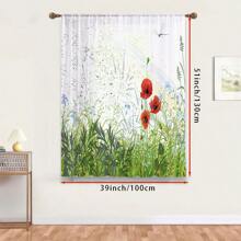 1 szt., styl pasterski - zwiewna zasłona, wzór kwiatowy - łąka - ważka, światło - zmiękczające, prywatność - ochrona, drążek - kieszonkowy design, przystosowanie do każdej pory roku, uniwersalny wystrój domu, kompozycja poliestrowa, dodanie naturalnego rustykalnego uroku do sypialni, salonu, pomieszczeń do nauki.