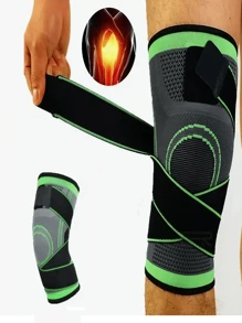 Sports Knee Brace Supports Adjustable Patella Compression - Black - View 1