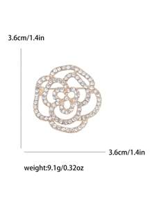 Fashionable Rhinestone Hollow Camellia Brooch For Women Plant Pin Dress Suit Pin Accessories Party Banquet Gift - Camellia - View 6