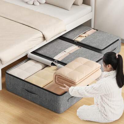 1 Stück faltbare Unterbett-Aufbewahrungstasche, Kleidungsaufbewahrungstasche, Kleidungsaufbewahrungstasche mit großer Kapazität, Aufbewahrungstasche für Daunenjacken & Jeans, multifunktionale Deckenaufbewahrungstasche, Bettdecken-Staubschutz. Maximiert den Platz unter dem Bett und dient auch als Aufbewahrungslösung auf Schranktops.