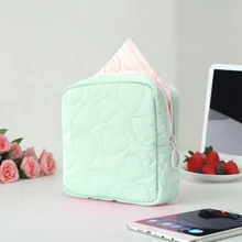 1 件简约心形系列卫生巾收纳袋，高品质便携式化妆包，可装口红、化妆刷、化妆工具、无香化妆品和护肤品、零钱包 - 彩色 - 查看 1