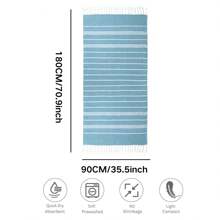 1 Toalla de playa turca bordada personalizada, 70.9*35.5in, con flecos a rayas europeo americanos, toalla absorbente para la piscina de verano, vacaciones