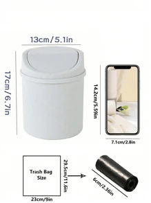 1 件迷你垃圾桶，带盖小型垃圾桶，桌面垃圾桶，塑料桌面废纸篓，旋转顶部设计，防止气味泄漏，用于存放桌上的果皮和纸屑以保持整洁，适用于浴室、家庭办公桌装饰、茶几、办公室、客厅、书房返校 - 彩色 - 查看 7